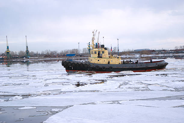 istock Tug and driving of ice on river 90092529