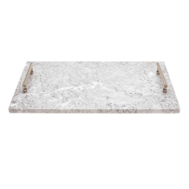 White and gray marble serving tray stock photo