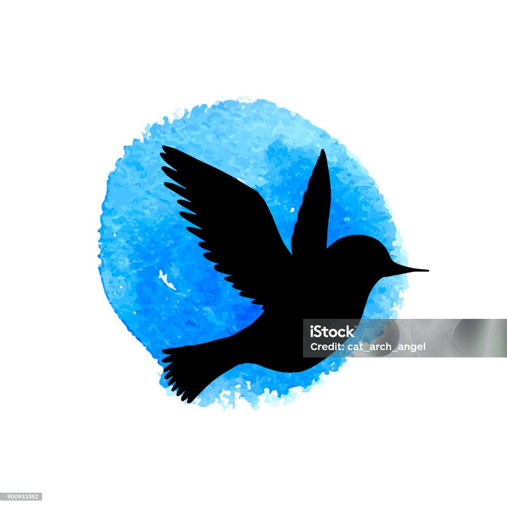 Oiseaux volant silhouette - clipart vectoriel de Rossignol philomèle libre de droits