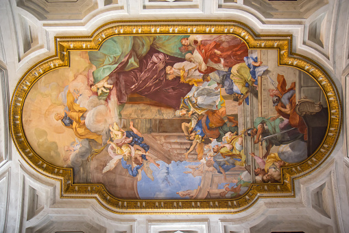 Fresco on Ceiling of Church of Saint Peter in Chains in Rome Italy