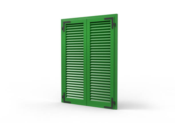istock Window with green venetian shutters. 900942682