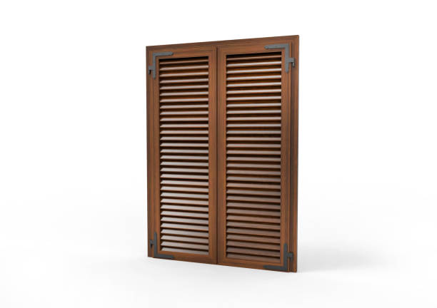 istock Window with wood venetian shutters. 900945114