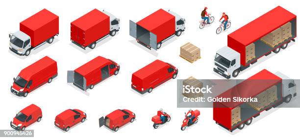 Ilustración de Iconos De Logística Isométricos Conjunto De Vehículos De Distribución De Transporte Diferentes Elementos De La Entrega Transporte De Cargas Aislado Sobre Fondo Blanco y más Vectores Libres de Derechos de Proyección isométrica