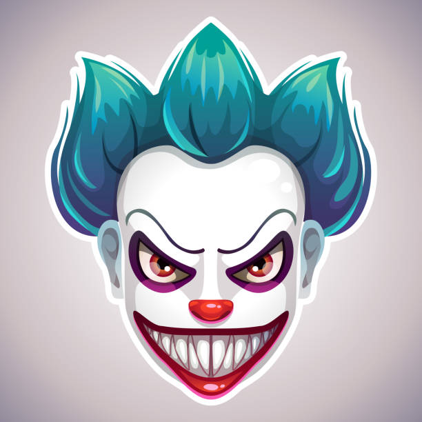 gruselige clownsmaske - clown evil horror spooky stock-grafiken, -clipart, -cartoons und -symbole