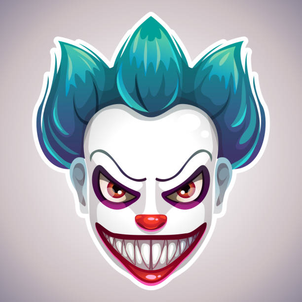 Creepy clown mask Creepy clown mask. Vector angry Joker head illustration. cartoon joker stock illustrations