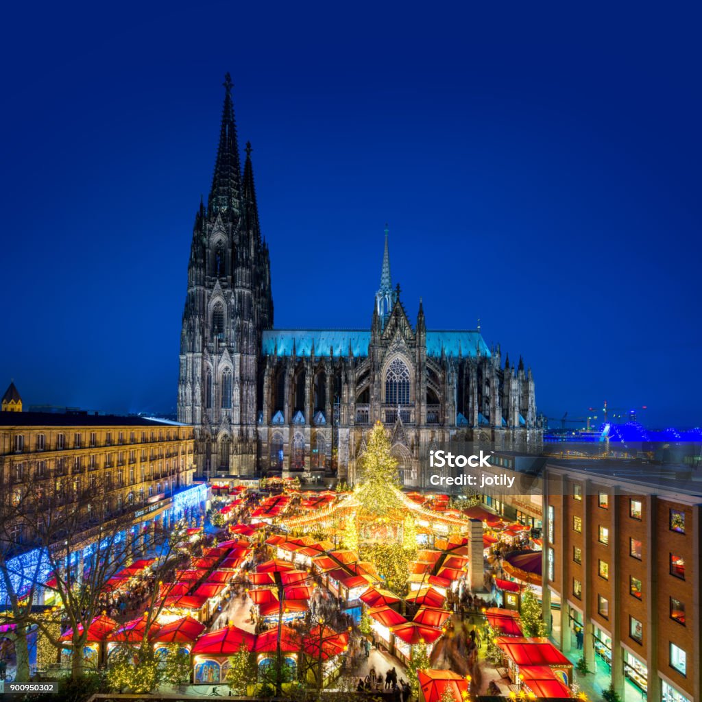 Cologne Christmas Market with Cathedral (Dom) The old catholic Cathedral in the city of Cologne (Germany) Cologne Stock Photo