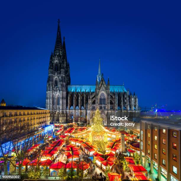 Cologne Christmas Market With Cathedral Stock Photo - Download Image Now - Cologne, Christmas Market, Christmas