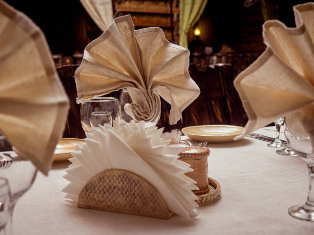 istock Cloth napkins in glasses. 900961574