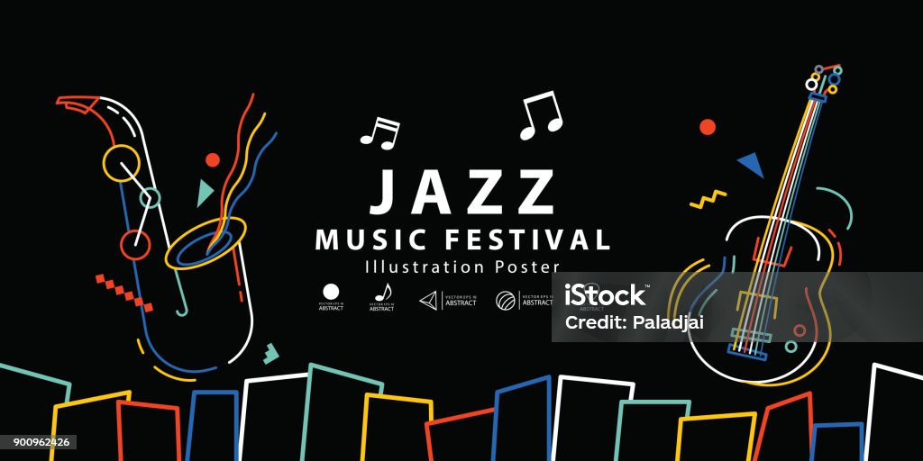 Jazz music festival banner poster illustration vector. Background concept. Jazz Music stock vector