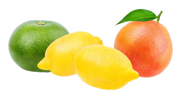 istock Citrus Fruit Set ( grapefruit, sweetie, oroblanco, pomelit, lemon) isolated on white 900987390