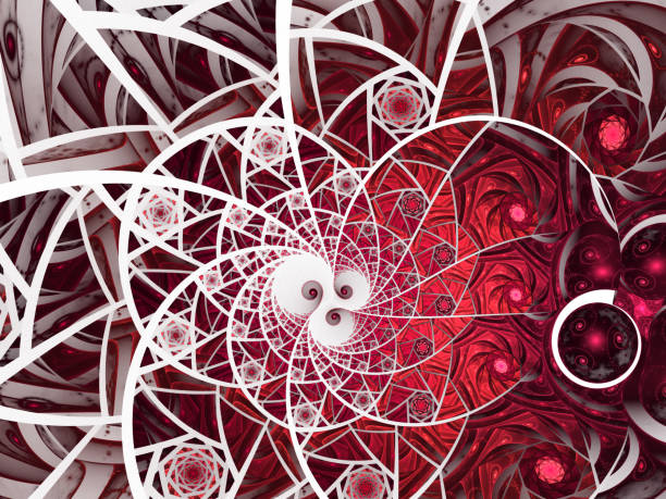 istock Abstract floral mosaic stain glass composition in red 900989680