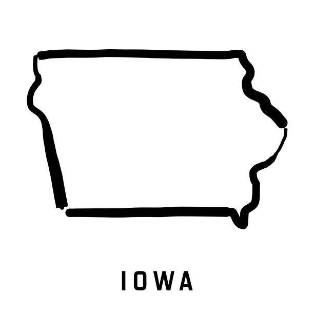 Iowa map Iowa state map outline - smooth simplified US state shape map vector. iowa stock illustrations