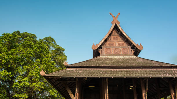 istock wood pavilion Thailand in the park . 900997706