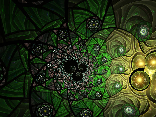 istock Abstract floral mosaic stain glass composition in green 901001978
