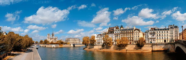 istock Paris, panorama over river Seine with Notre-Dame cathedral in Fall 901011258