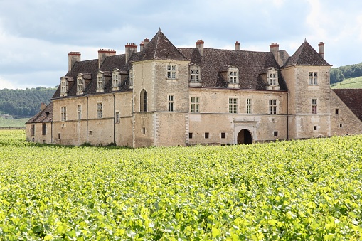 Vougeot, France - June 9, 2017: Castle of Clos de Vougeot in Burgundy, France