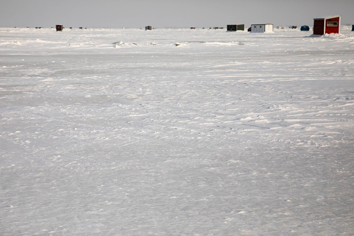 Ice fishing on Lake of the Woods in Minnesota