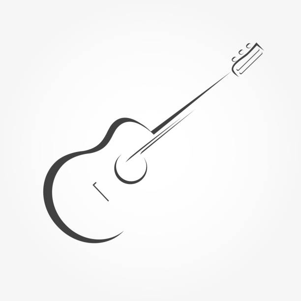 gitara stylizowana ikona wektor - gitara akustyczna obrazy stock illustrations