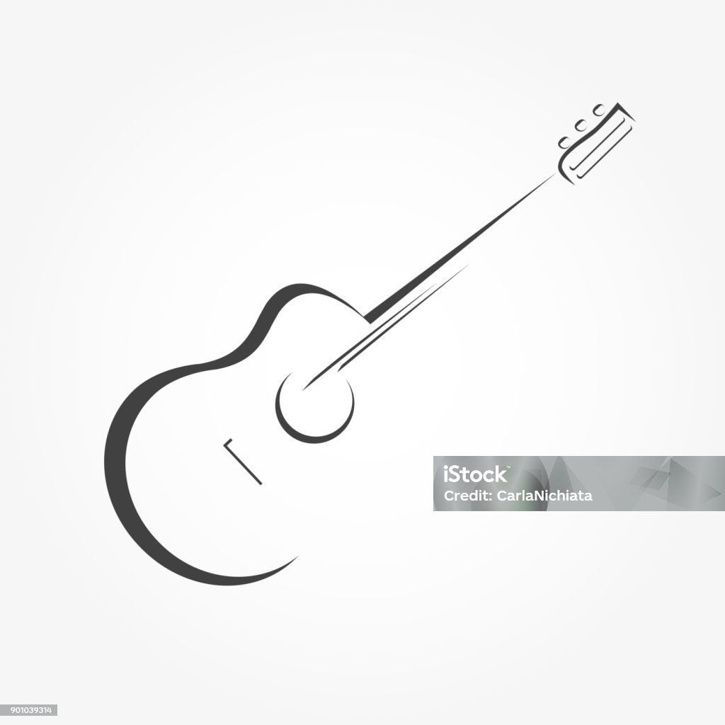 Guitar stylized icon vector Guitar stylized icon vector. Simple lines acoustic guitar  design element. Guitar stock vector