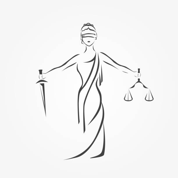 ilustraciones, imágenes clip art, dibujos animados e iconos de stock de justicia diosa themis, señora justicia femida - justicia