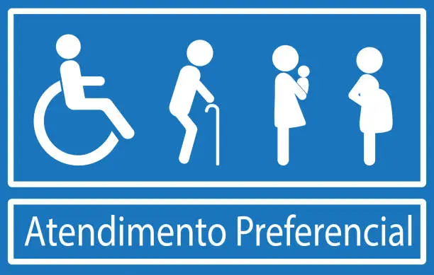 Vector illustration of Atendimento Preferencial is priority treatment in portuguese language