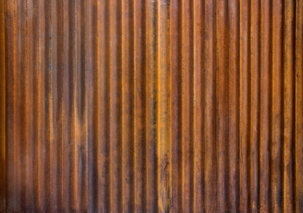 Corrugated zinc fence with old rusty surface brown for the background.
