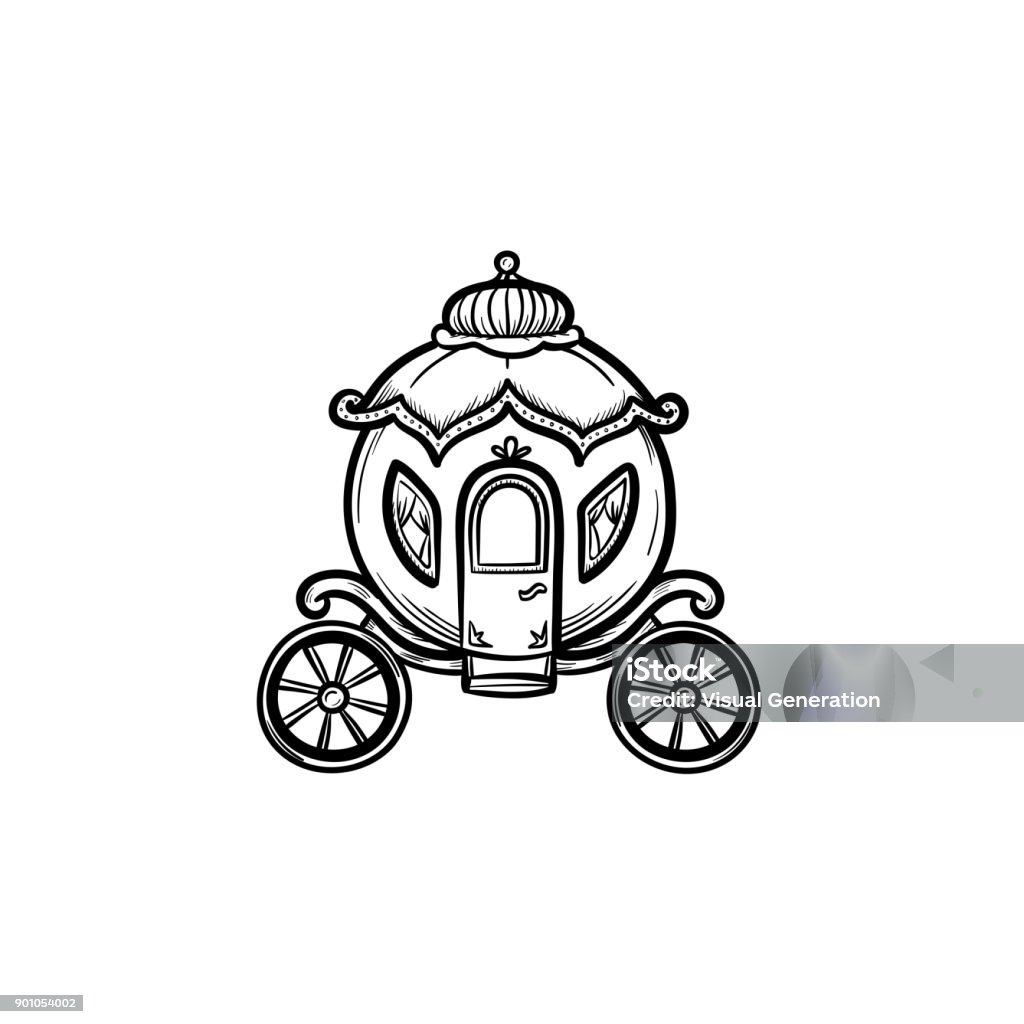 Fairytale carriage hand drawn sketch icon Vector hand drawn fairytale carriage outline doodle icon. Fairytale carriage sketch illustration for print, web, mobile and infographics isolated on white background. Cinderella stock vector