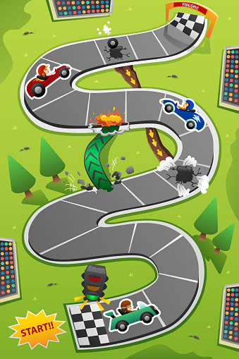 A vector illustration of Car Racing Board Game