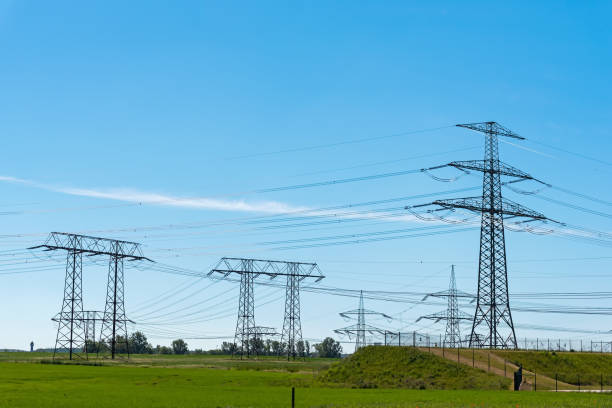 istock Electric pylons and power transmission lines 901060644
