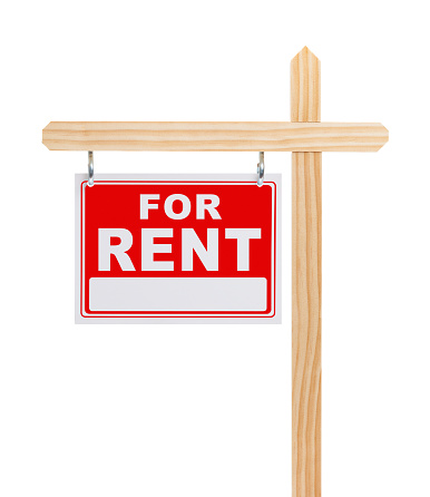 Real Estate For Rent  Sign with Copy Space Isolated on White.