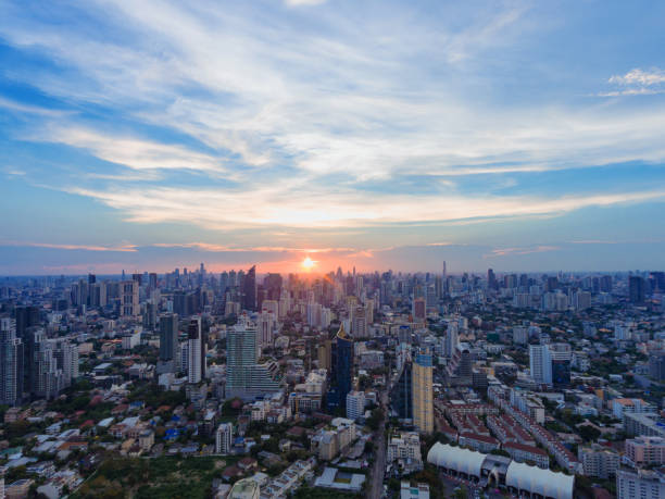 istock Aerial view of dramatic sunset. 901071672