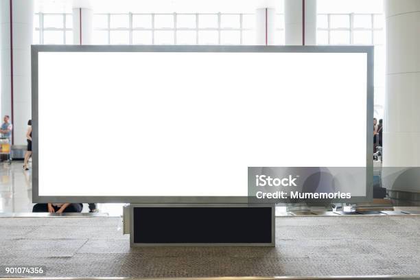 Digital Blank Billboard With Copy Space For Advertising Public Information In Airport Hall Stock Photo - Download Image Now