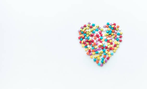 istock Colorful heart shape from star on white  background. 901078016