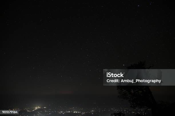 Scenic Clear Sky With Cristal Stars View In Triund Mcleodganj Himchal Pradesh India Asia Stock Photo - Download Image Now