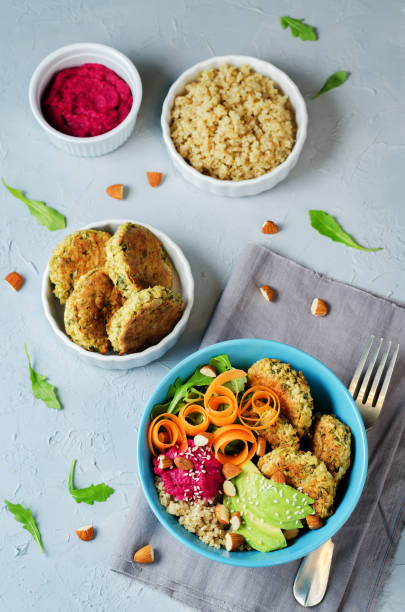 istock Quinoa Beet Hummus Falafel Bowl 901079270