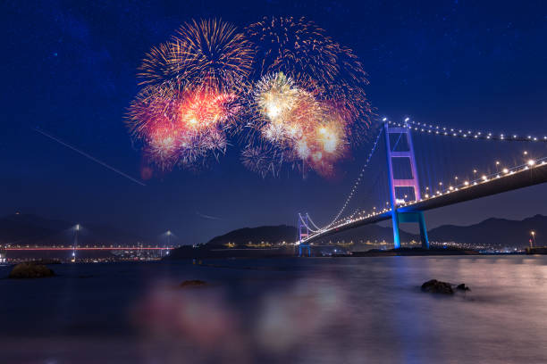 istock Double Exposure of firework and city 901085878