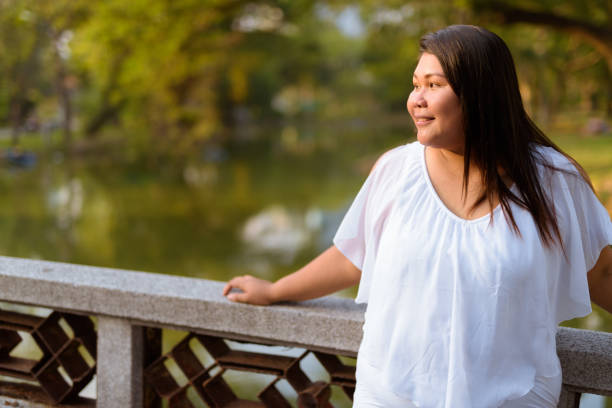 Portrait Of Happy Beautiful Overweight Asian Woman