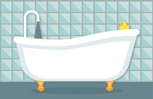 bathtub Flat Design bathtub Icon free standing bath stock illustrations