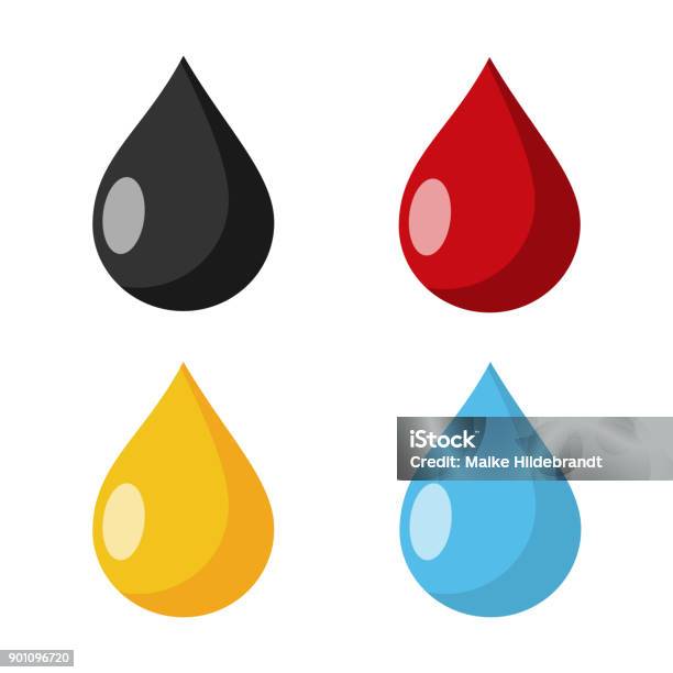 Multi Colored Drops Flat Design Stock Illustration - Download Image Now - Drop, Falling, Water