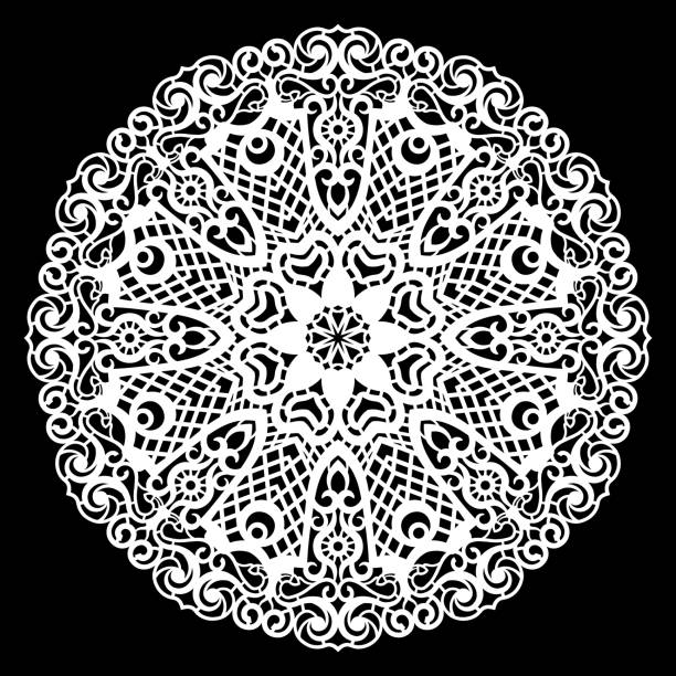 istock Lace round paper doily, lacy snowflake, greeting element, laser cut  template, doily to decorate the cake,  vector illustrations. 901097608