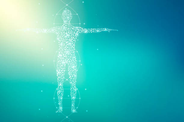 istock Abstract human body with molecules DNA. Medicine, science and technology concept. Illustration 901101968