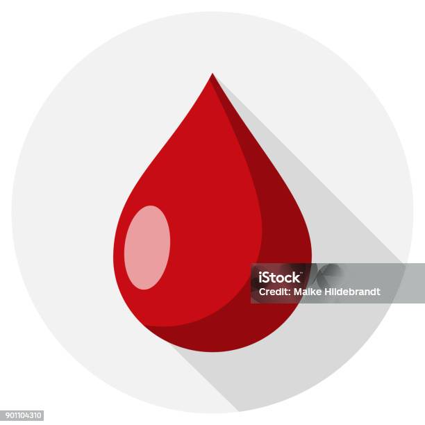 Drop Of Blood Flat Design Stock Illustration - Download Image Now - Blood, Drop, Falling