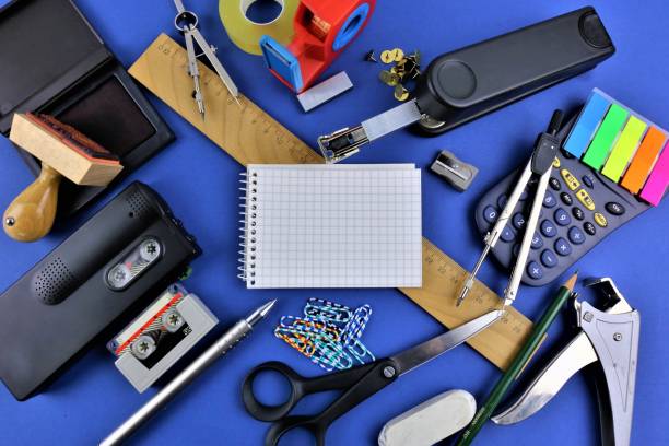 istock An concept Image of a colorful Office desk with copy space 901108290