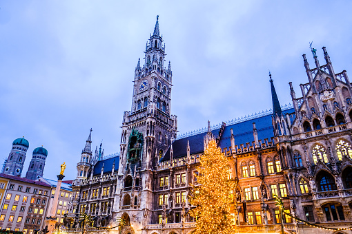 christmas market in munich - germany - new city hall
