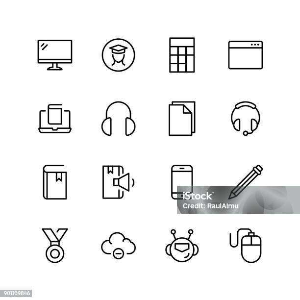 Flat Icon Set Stock Illustration - Download Image Now - Book, Business, Business Meeting