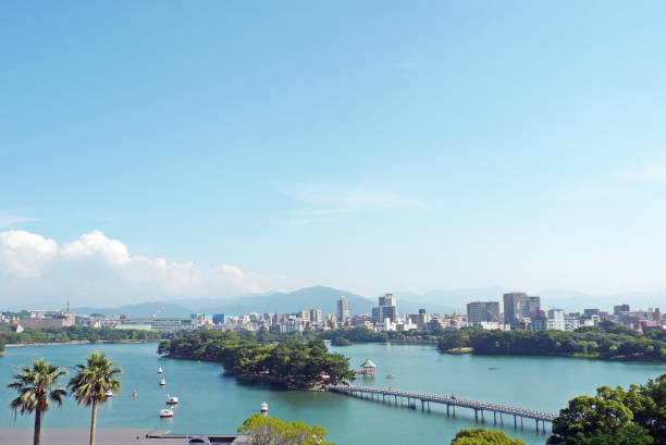 view of Fukuoka city and nature, Ohori park (Japan) The view of Fukuoka city Japan fukuoka city photos stock pictures, royalty-free photos & images