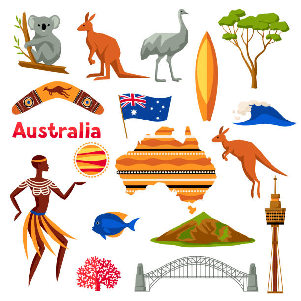 istock Australia icons set. Australian traditional symbols and objects 901129958
