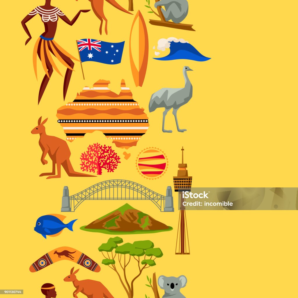 Australia Simble Australia Seamless Pattern Australian Traditional Symbols And Objects ...