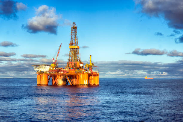 HDR of Offshore drilling rig at day stock photo