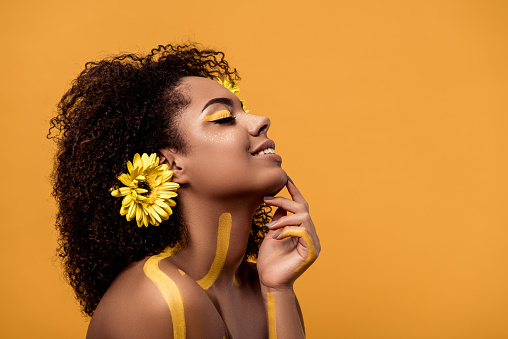 Woman With Artistic Makeup And Gerbera In Hair Stock Photo - Download Image Now - Adult, Adults Only, African-American Ethnicity - iStock Woman With Artistic Makeup And Gerbera In Hair Stock Photo - Download Image Now - Adult, Adults Only, African-American Ethnicity - iStock